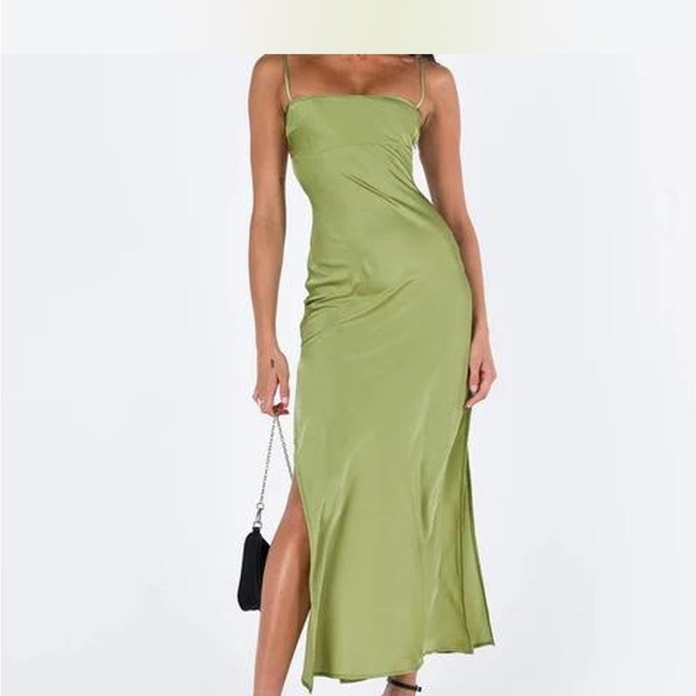 Princess Polly Green Satin Midi Dress